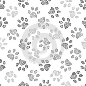 Hand drawn brown and black colored paw prints