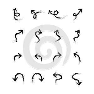 Hand drawn brush arrow set isolated vector illustration