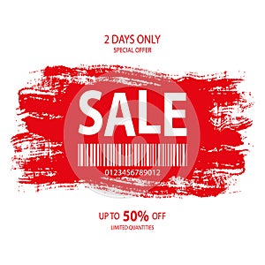 Hand drawn brush with Barcode and SALE text