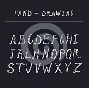 Hand drawn brush ink vector ABC upper and lower case letters set.