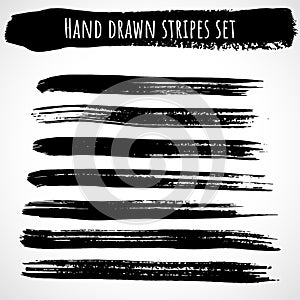 Hand drawn brush stripes set thin