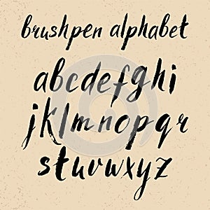 Hand drawn brushpen alphabet