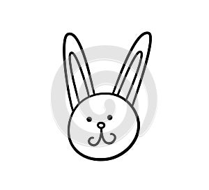 Hand drawn bunny. Children toy rabbit in doodle style. Children doodle drawing. Baby hare toy. Vector illustration