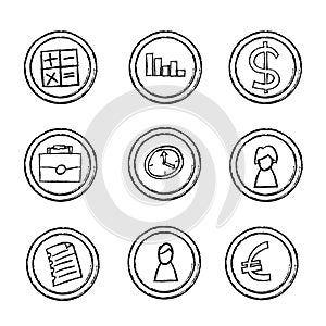 Hand drawn business icons