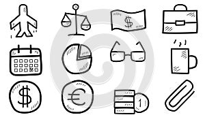 Hand drawn business icons set.