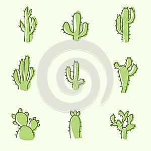 Hand drawn cactus set. Decorative floral design elements for prints, patterns, decoration needs