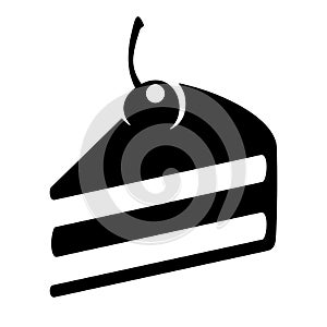 Cake slice icon sign black cherry vector illustration