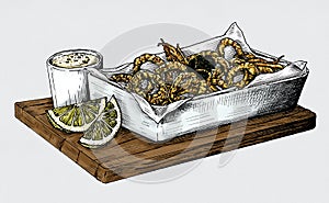 Hand drawn calamari fried squid