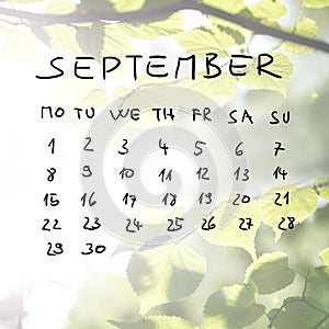 Hand-drawn calendar for the month of September