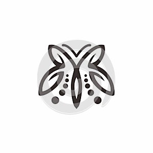 Hand drawn calligraphy logo of butterfly. Beauty cosmetic concept. Ecology vector element