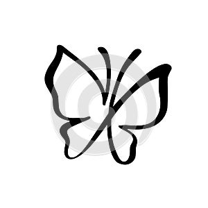 Hand drawn calligraphy logo of butterfly. Beauty cosmetic concept. Ecology vector element. Illustration eco icon design for