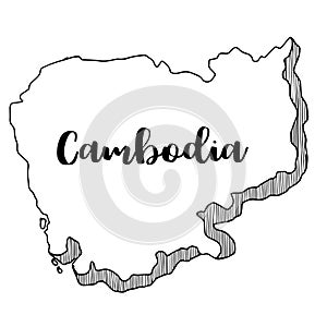 Hand drawn of Cambodia map, illustration