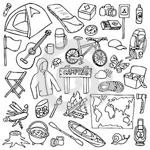 Hand drawn camping set