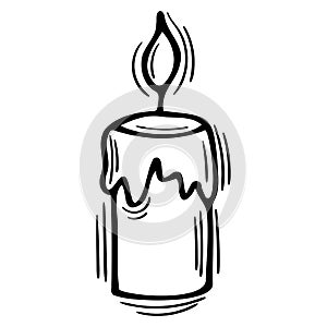 Hand drawn candle. Magical element. Symbol of esotericism, mysticism, witchcraft. Magic vibe