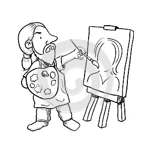 Hand drawn Cartoon Artist painter-Vector Illustration