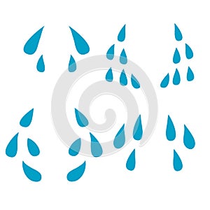 Hand drawn Cartoon cry tears icon set. Tear drops symbols isolated on white background doodle