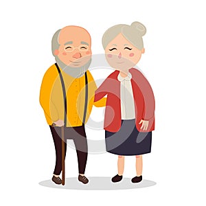 Hand drawn cartoon grandparents