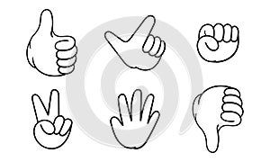 hand drawn cartoon hand gesture