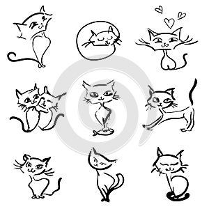 Hand drawn cats icons