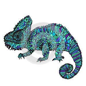 Hand-drawn chameleon illustration.