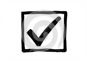 Hand Drawn Check Mark Inside Square Illustration on White
