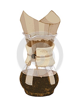 Hand drawn chemex coffeemaker photo