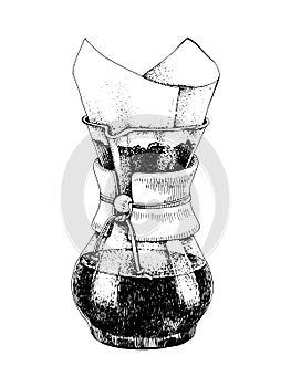 Hand drawn chemex coffeemaker