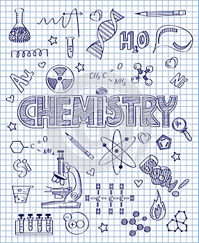 Hand drawn chemistry set