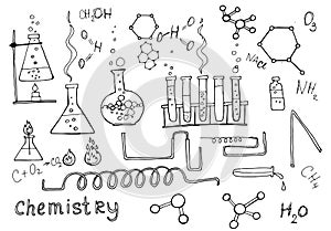 Hand drawn chemistry set