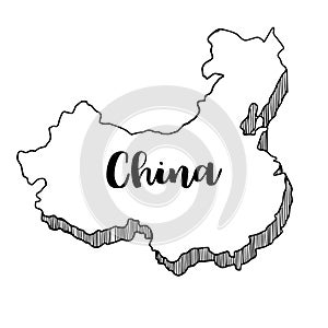 Hand drawn of China map, vector illustration
