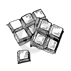 Hand drawn chocolate.Hand drawn chocolate bar broken