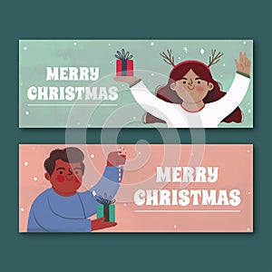 hand drawn christmas banners vector design illustration