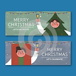 hand drawn christmas banners vector design illustration