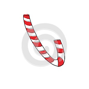 Hand-drawn Christmas candies. Sweet Red Lollipop. Vector illustration.