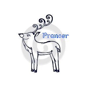 Hand drawn Christmas deer Prancer photo