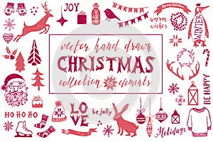 Hand drawn Christmas design elements