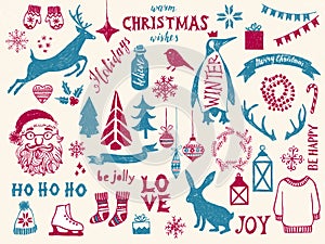 Hand drawn Christmas design elements