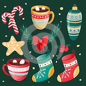 hand drawn christmas element collection vector design