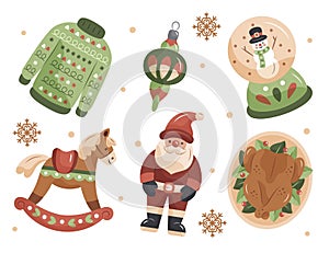 hand drawn christmas element collection vector design