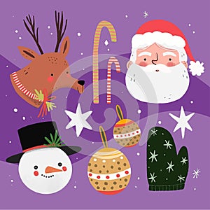 hand drawn christmas element collection vector design