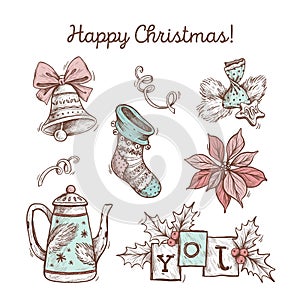hand drawn christmas element pack vector design