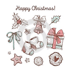 hand drawn christmas element pack vector design