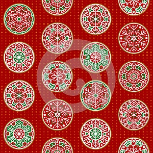 Hand-drawn Christmas snowflake decorations designs, seamless vector pattern