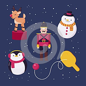 hand drawn christmas toy set vector design