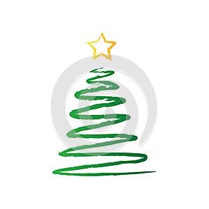 Hand drawn christmas tree with star