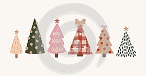 Hand drawn Christmas trees icons
