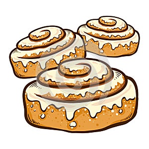 Hand Drawn Cinnamon Roll Buns