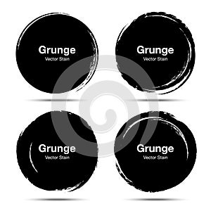 Hand drawn circle brush sketch set. Vector circular grunge doodle round circles. Brush smear stain texture.