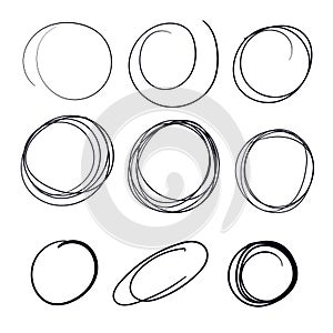 Hand Drawn Circle Elipse Scribble Doodle symbols Vector Random Hand drawn doodles icon