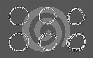 Hand drawn circle line sketch set vector circular scribble doodle round circles